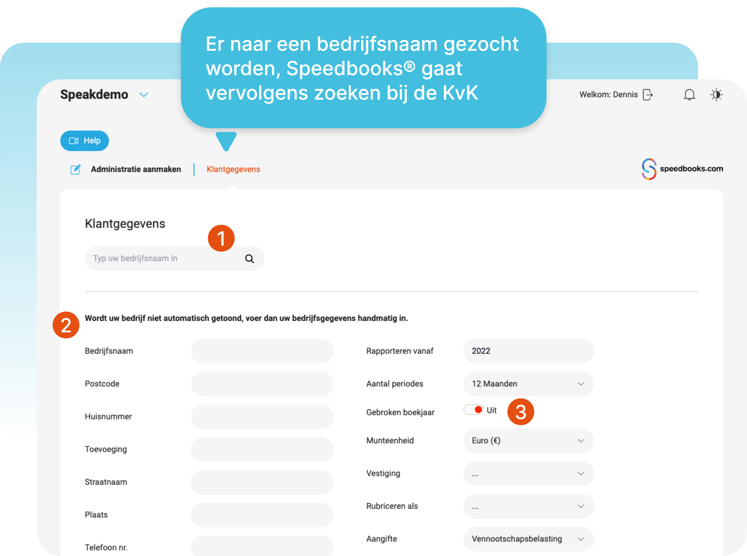 Administratie aanmaken in Speedbooks